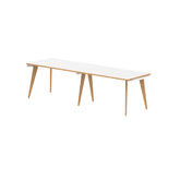 Oslo 1200mm Single Row 2 Person Desk White Top Natural Wood Edge White Frame OSL0117 DD